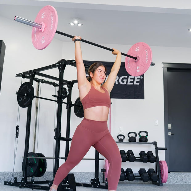 Synergee Open 15kg and 20kg Black Phosphate and Chrome Olympic Barbell. Rated 1000lbs for Weightlifting and Powerlifting.