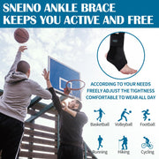 SNEINO Ankle Brace for Women & Men - Ankle Support Brace for Sprained Ankle, Ankle Stabilizer for Achilles, Tendon, Sprain, Injury Recovery, Lace up Ankle wrap for Running, Basketball, Volleyball (Medium)