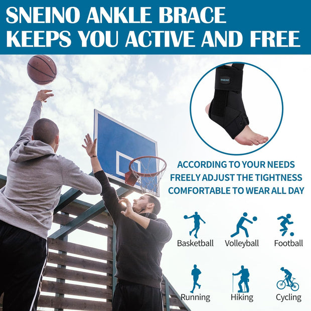 SNEINO Ankle Brace for Women & Men - Ankle Support Brace for Sprained Ankle, Ankle Stabilizer for Achilles, Tendon, Sprain, Injury Recovery, Lace up Ankle wrap for Running, Basketball, Volleyball (Medium)
