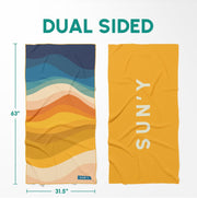 SUN'Y Waffle Microfiber Beach Towel – Sand Free, Quick Dry, Ultra Absorbent, Lightweight & Compact Travel Towel with Carry Bag - Large (63” x 31.5”), Boho