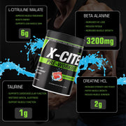 X-CITE Pre-Workout by ATHLEAN-X - Enhanced Formula with Beta-Alanine, Creatine & Caffeine for Ultimate Energy, Endurance, Focus & Muscle Pump, NSF Certified for Sports (22 Servings, Fruit Punch)