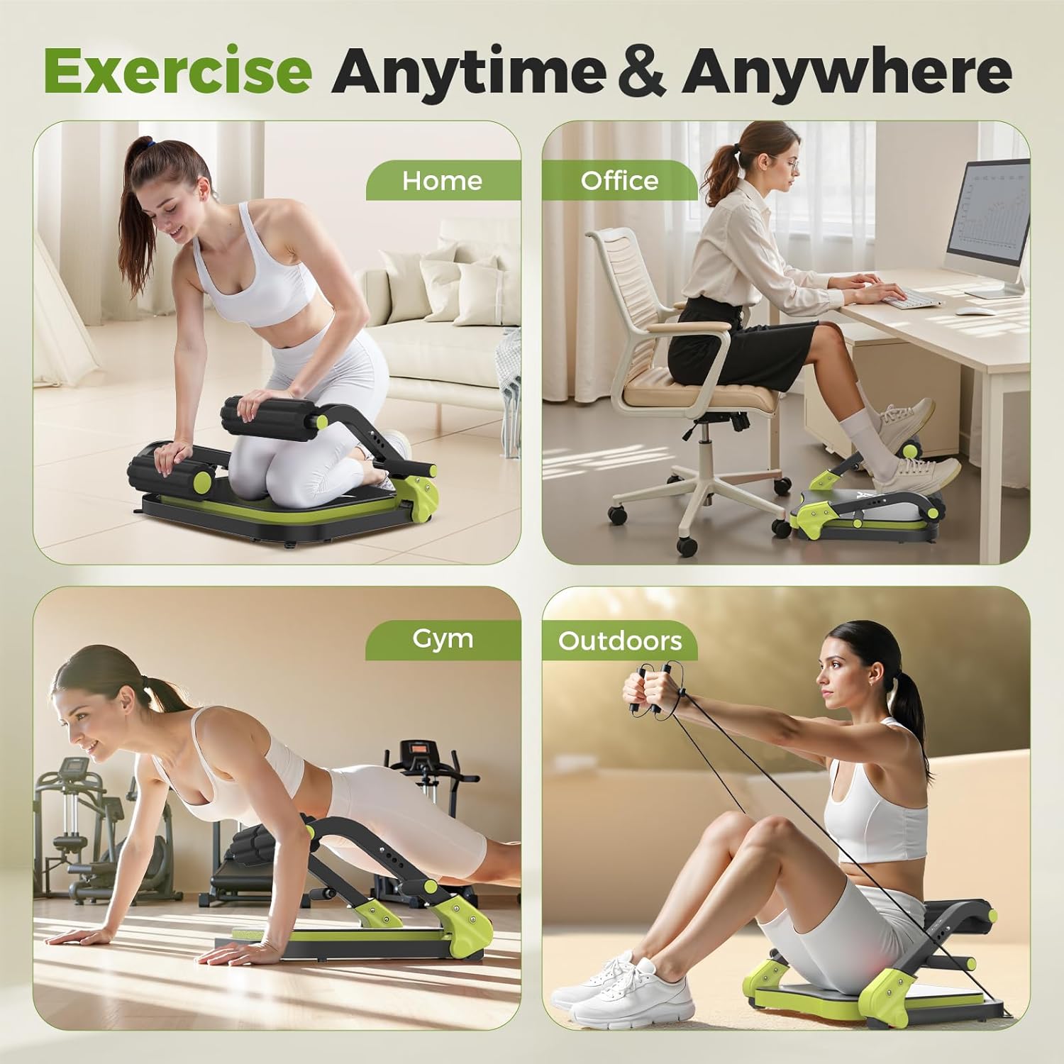 Ab Machine,Sit Up Exercise Equipment&Core Machine, Ab Workout Equipment,Adjustable Ab Trainer with 3 Resistance Levels and Removable Auxiliary Handle,Home Gym Fitness Equipment for All Ages