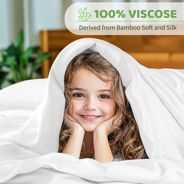 LBRO2M Cooling Bed Sheet 100% Viscose Derived from Bamboo Sheet Set King Size 4 Piece,16" Deep Pocket, 1800 TC Sheet Super Soft Silky Smooth,Breathable Comfortable (King White)