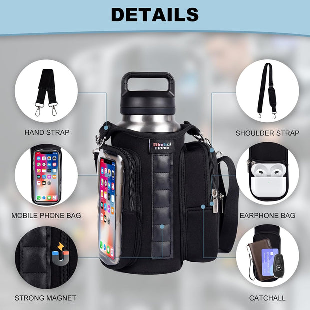 Magnetic Gym Bags for Men & Women with Adjustable Strap,Magnetic Bag Company Water Bottle Holder for Travel, Work,Sports,Water Bottle Sling Bag with Pocket