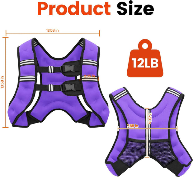 Weighted Vest, 6lb/8lb/12lb/16lb/20lb/25lb/30lb Weight Vest for Men Women, Body Weight Vests Adjustable with Reflective Stripe for Strength Training, Running, Training Workout, Jogging, Walking