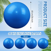 Leyndo 4 Pcs 26 Inch Yoga Exercise Ball Pilates Pregnancy Birthing Fitness Ball with Quick Pump Anti Burst for Improved Posture, Balance, Yoga, Pilates, Training