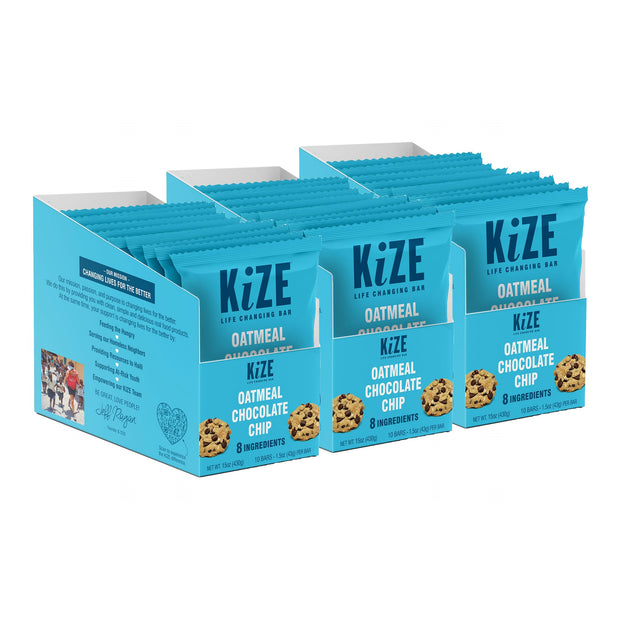 KiZE Energy Bars - Chocolate Chip Cookie - 20 Count - Almond-Butter-Based, Gluten Free, Dairy Free, Non-GMO, and High Protein Meal Replacement Energy Bars, Clean and Simple Food Ingredients - 10g High Protein Snacks (20 Count)
