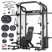 Major Fitness Drone2 Advanced Training Smith Machines– All-in-One Home Gym Squat Rack with Aluminum Pulley Set , Weight Bar, Dual LAT Pull-Down Systems & Cable Crossover Machine for Full-Body Workouts