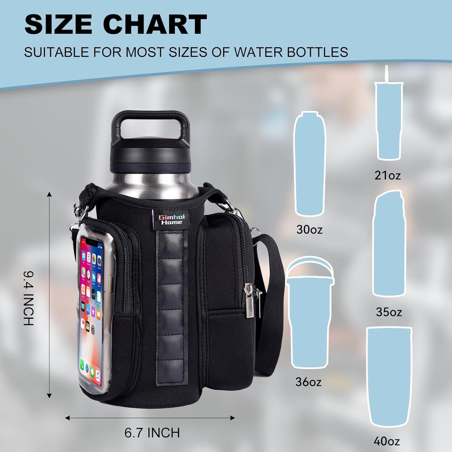Magnetic Gym Bags for Men & Women with Adjustable Strap,Magnetic Bag Company Water Bottle Holder for Travel, Work,Sports,Water Bottle Sling Bag with Pocket
