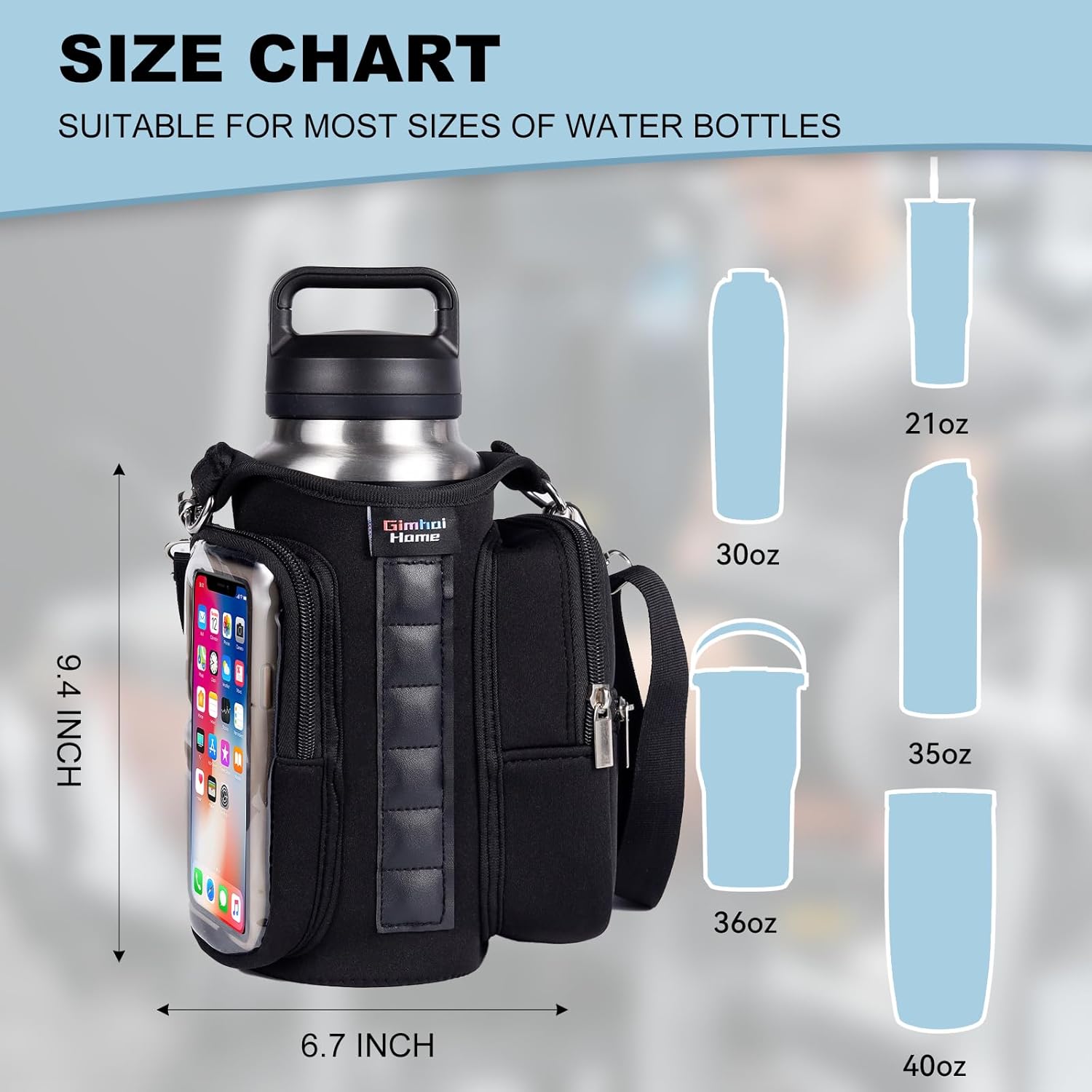 Magnetic Gym Bags for Men & Women with Adjustable Strap,Magnetic Bag Company Water Bottle Holder for Travel, Work,Sports,Water Bottle Sling Bag with Pocket