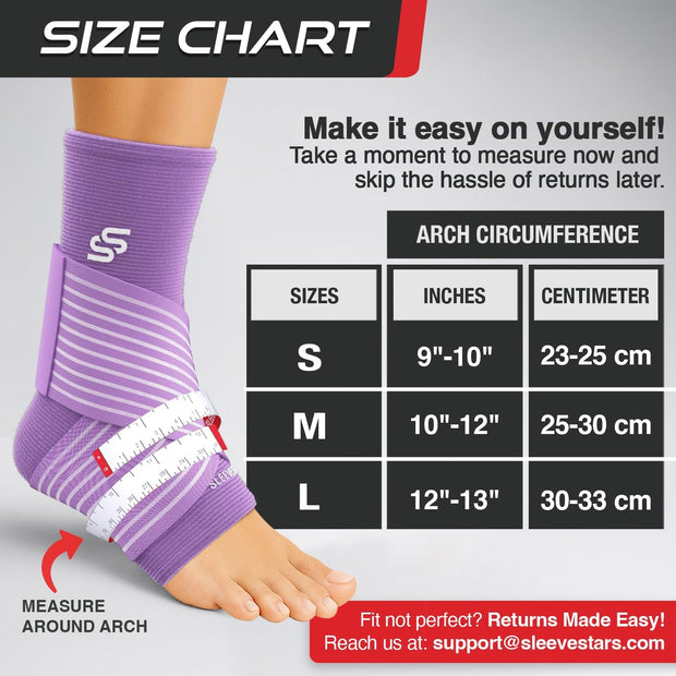 Sleeve Stars Ankle Brace for Women & Men, Ankle Wrap for Sprain, Compression Sleeve for Plantar Fasciitis Relief, Easy Customizable Support: w/ Removable Strap (Single/M:10"-12"/Black)