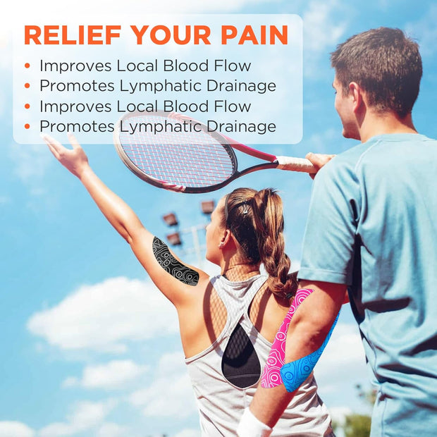 OK TAPE PRO Kinesiology Tape, 2inch x Long Roll 16ft Free Cut Tape, Elastic Athletic Tape Therapeutic Latex Free, Black+Black