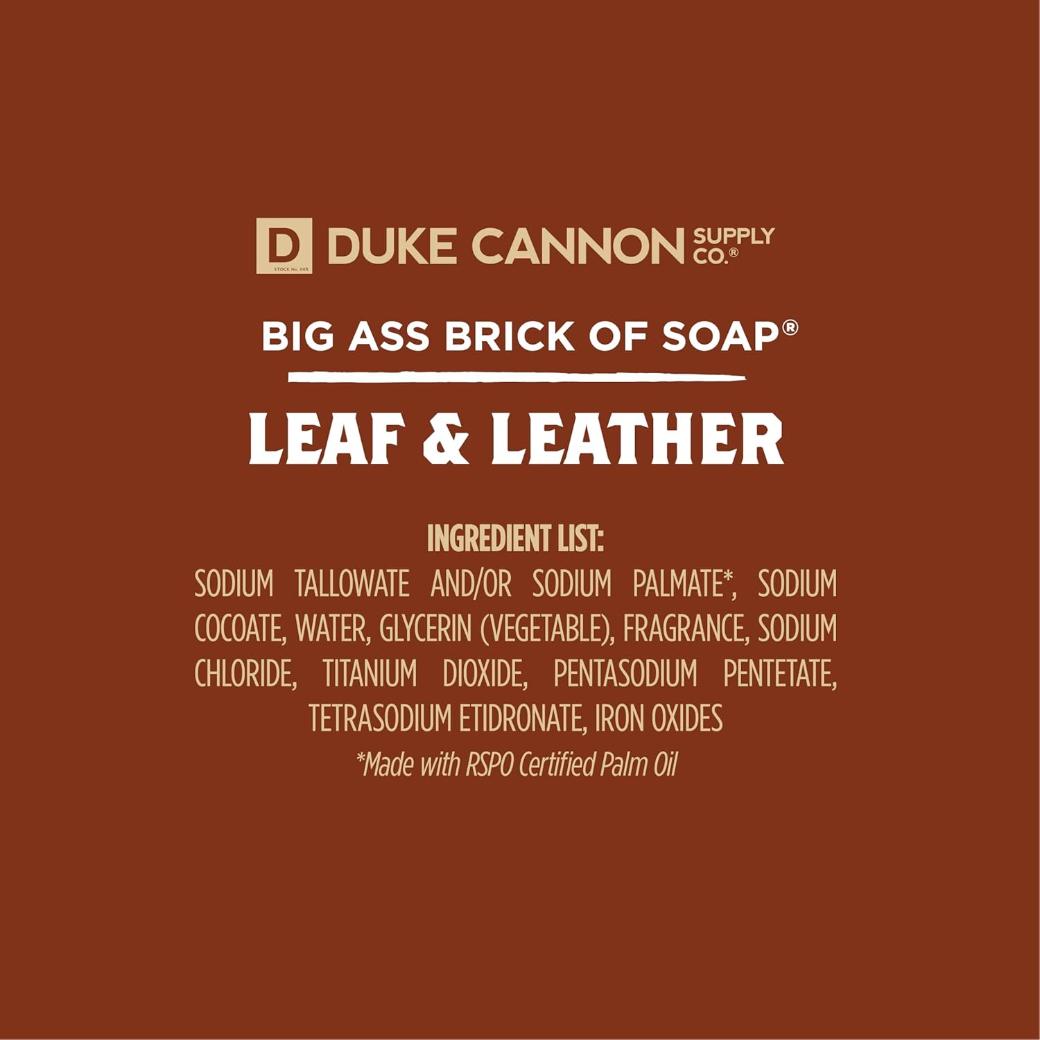 Duke Cannon Supply Co. Big Brick of Soap Bar for Men, LEAF & LEATHER - Extra Large, Masculine Scents, All Skin Types, Paraben-Free, 10 oz (Pack of 6)