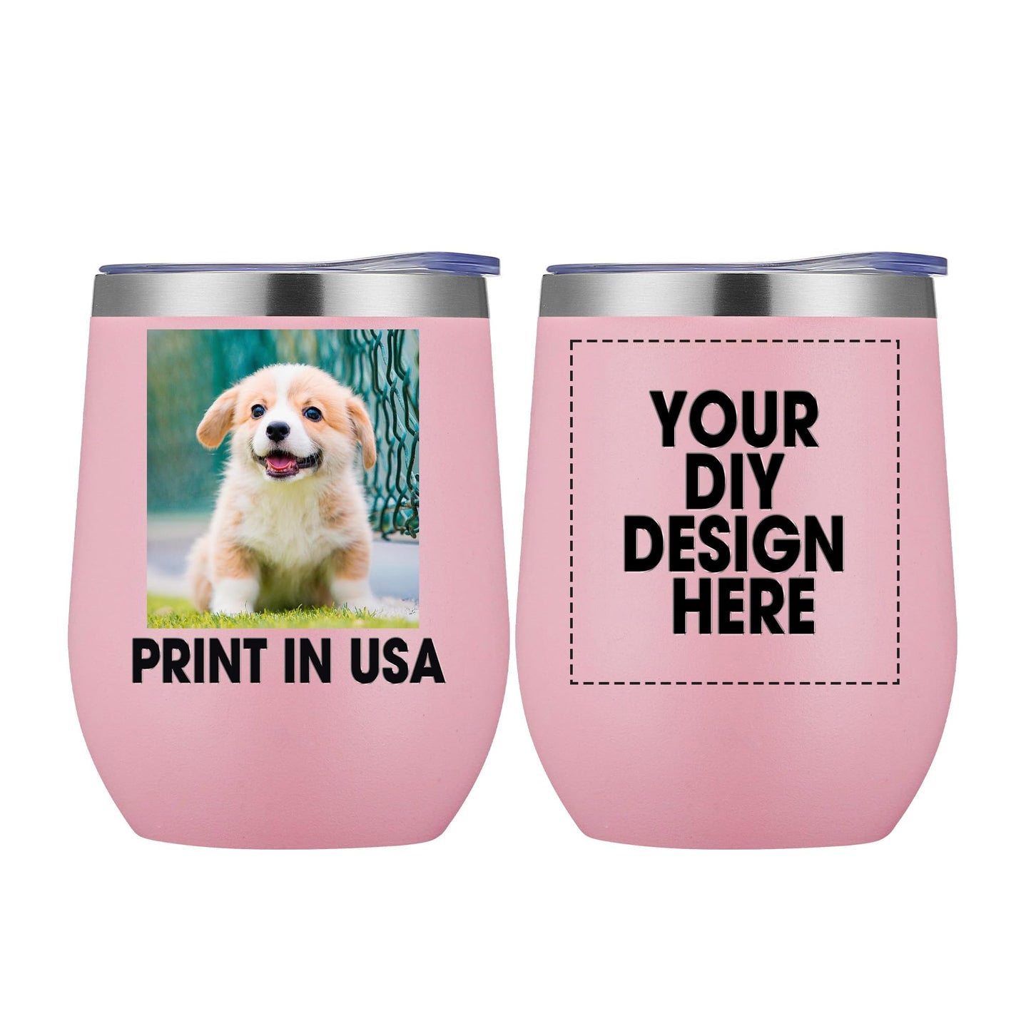 Personalized Custom Tumbler Print in USA 20oz Stainless Steel Coffee Cup with Lid & Straw Double Wall Insulated Tumbler with Colorful Text Logo Photo