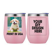 Personalized Custom Tumbler Print in USA 20oz Stainless Steel Coffee Cup with Lid & Straw Double Wall Insulated Tumbler with Colorful Text Logo Photo