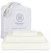 Threadmill Luxury 100% Cotton King Size Sheets Set- 800 Thread Count Jacquard Celine Hotel White, Better Than Egyptian Cotton,4 Pc Striped Bed Set, Damask Bed Sheets with 16" Deep Pocket