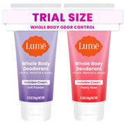 Lume Whole Body Deodorant - Mini Travel Size Invisible Cream Tube - Trial Size - 72 Hour Odor Control - Doctor Developed - Aluminum and Baking Soda Free - .5oz (Pack of 2) (Fresh Alpine & Unscented)