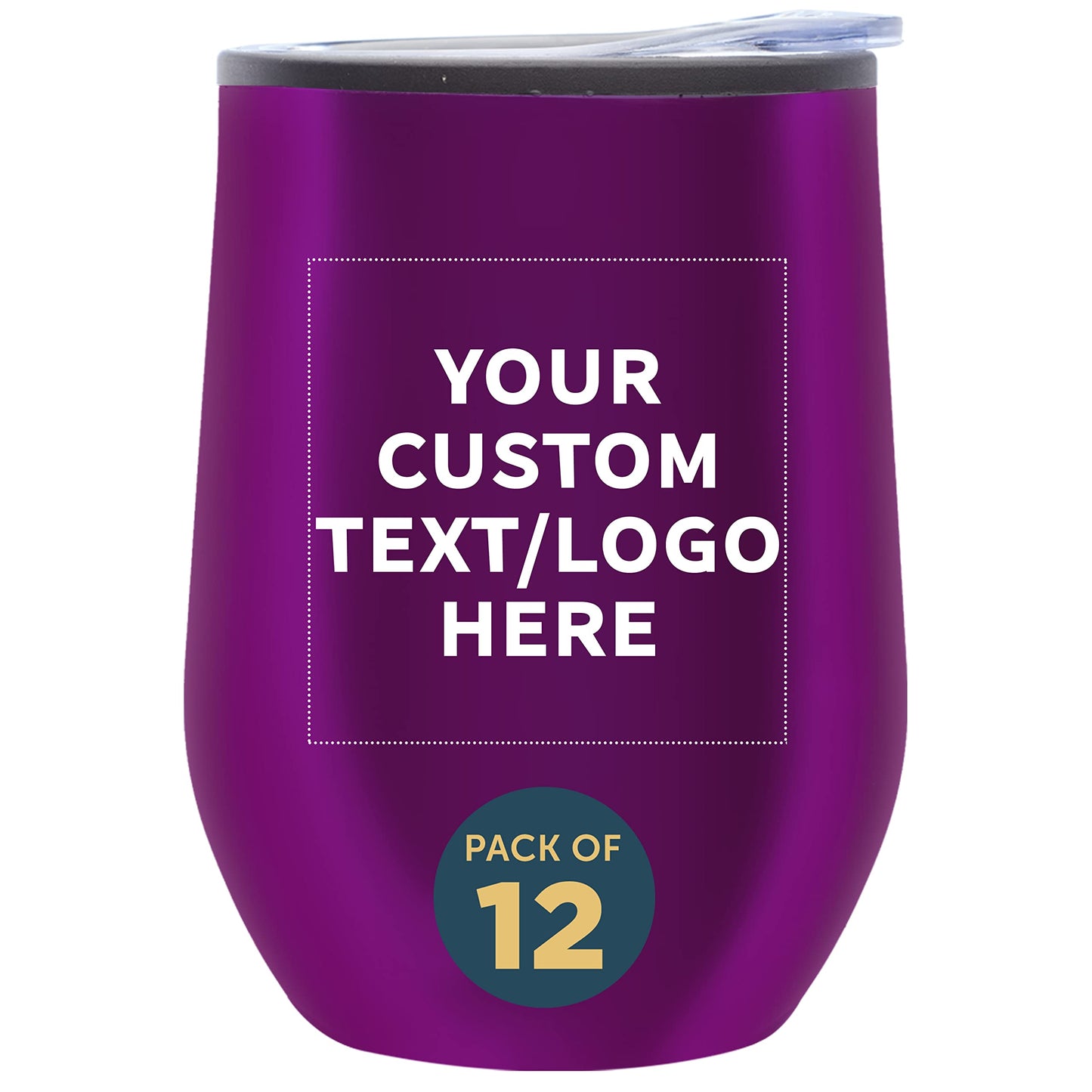 Custom Stemless Wine Tumblers 12 oz. Set of 6, Personalized Bulk Pack - Insulated, Perfect for Wine, Cocktails, Other Hot & Cold Beverages - Silver