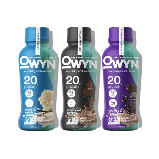 OWYN Only What You Need Pro Elite Vegan High Protein Keto Shake, 32g Protein, 9 Amino Acids, Omega-3, Prebiotics, Workout and Recovery, 0g Net Carbs, Zero Sugar (Variety, 12 Fl Oz (Pack of 12))