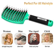 KTKUDY Detangling Brush Getting Knots Out without Pain - Boar Bristles HairBrush Make Hair Shiny & Healthier Vented Detangler Brush for Women Men Kids Wet and Dry Hair (Gold & Green)
