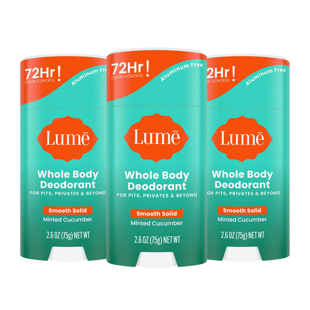 Lume Whole Body Deodorant - Smooth Solid Stick - 72 Hour Odor Control - Aluminum Free, Baking Soda Free and Skin Safe - 2.6 Ounce (Pack of 2) (Soft Powder)