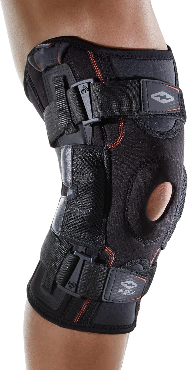 Shock Doctor Knee Brace, Compression Knee Brace for Men & Women, Hinged Knee Brace with Side Stabilizers, Maximum Support, Adjustable Dual Hinges, Knee Braces and Knee Support