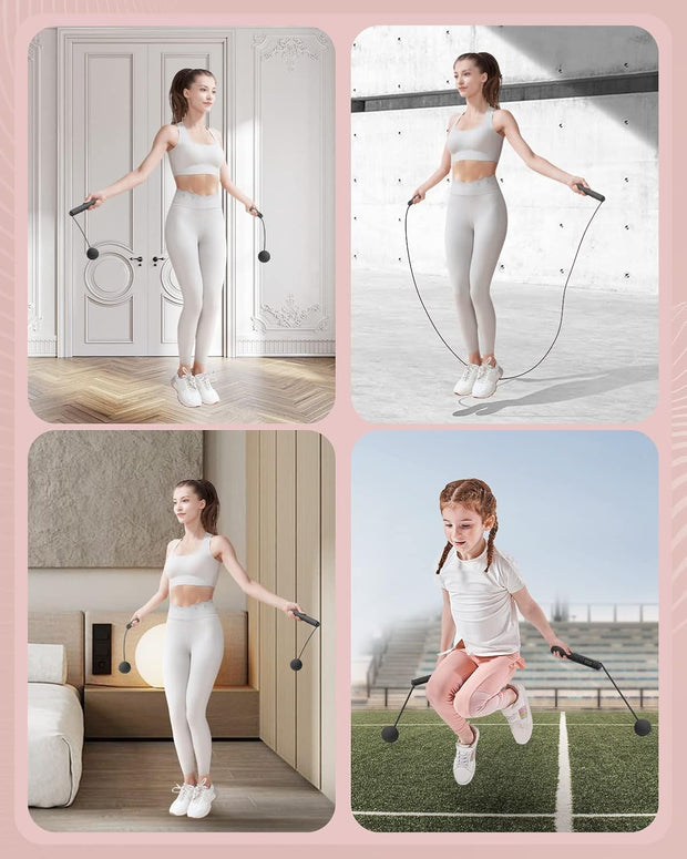 YOTTOY Skipping Ropes for Adults -Cordless Counter Jump Rope with Large Cordless Ball-Weighted Jump Rope for Women with LCD Display