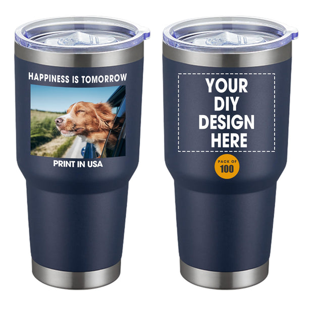 Personalized Custom Tumbler Print in USA 48 Pcs Double Wall Insulated Tumbler 32oz Stainless Steel Coffee Cup with Lid & Straw