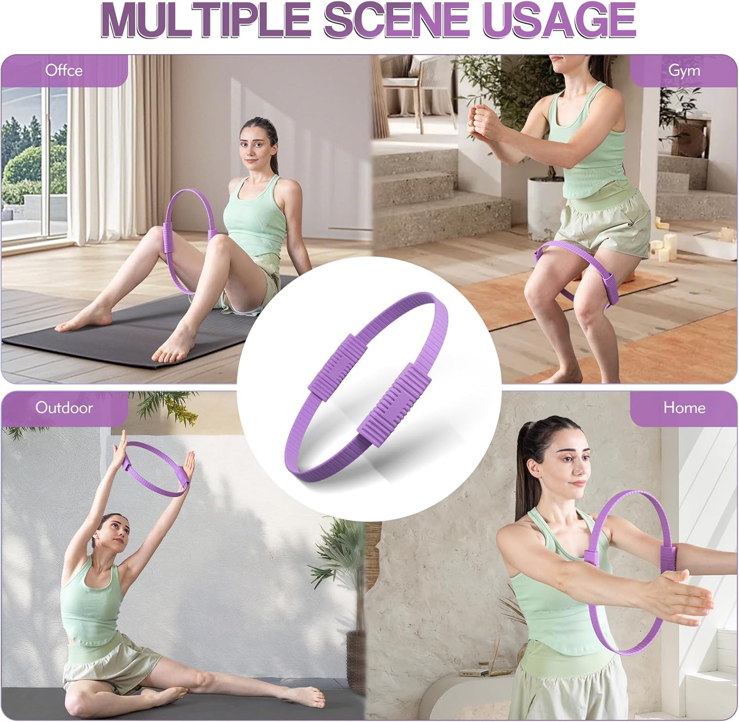 Pilates Ring Fitness Circle, 13.5" Magic Circle Ring for Women, Flexible Resistance Exercise Equipment for Toning Thighs, Legs, Arms & Core