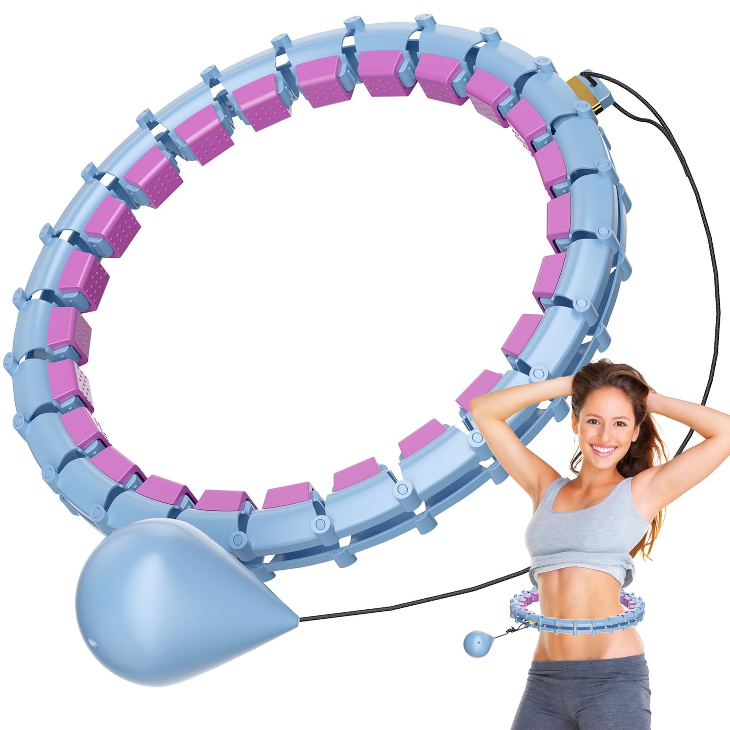Hula Circle Hoops for Adults Weight Loss, Infinity Fitness Hoop Plus Size 65 Inch, 32 Detachable Links, Exercise Hoop Suitable for Women and Beginners
