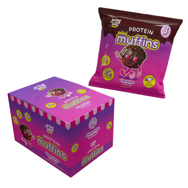 Prime Bites Minis | Protein Mini Muffins from Alpha Prime Supplements | High Protein, Collagen Fortified Low Sugar Treat | Delicious Snack | 12 Packs per Box - Variety Pack