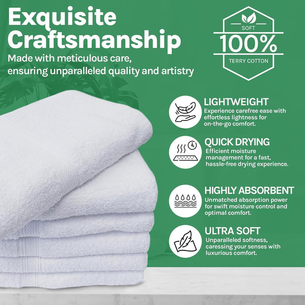 Towels N More 6 Pack 20"X40" Small Light Weight Gym Towels or Can be Used as Kids Bath Towels or Salon Towel, 100% Ring Spun Cotton Loops Sweat Towels Women's Hair Dry Towel