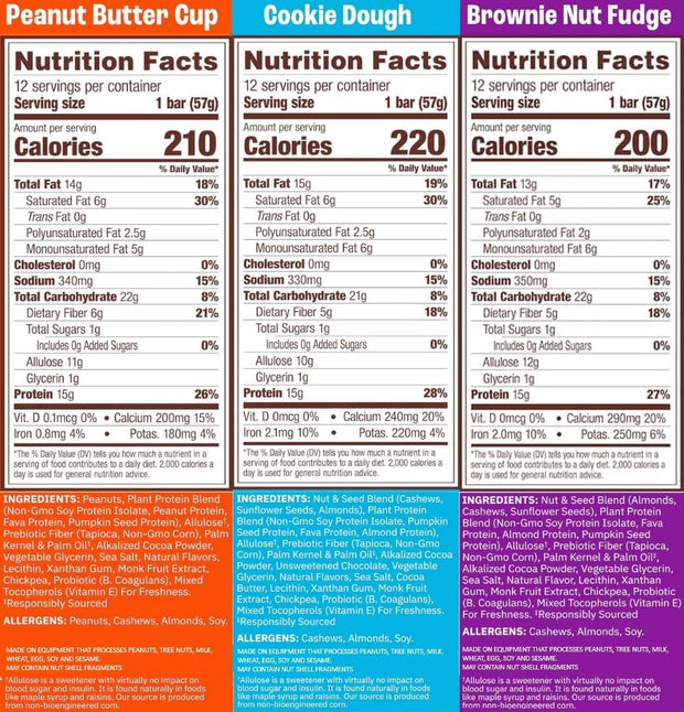 Munk Pack Sampler Pack Probiotic Protein Bars | Keto-Friendly 15g Plant Protein, 1g Sugar, 4g Net Carbs - Vegan, Low Carb, Gluten-Free Healthy Snacks | 5 Count