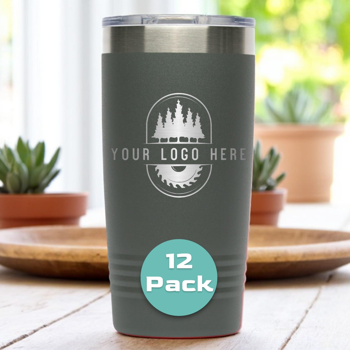 20oz Stainless Steel Tumbler - Upload Your Logo, Custom Engraved, Double Wall Vacuum Insulated Travel Mug, Ideal for Corporate Gifts, Events, and Sports Teams