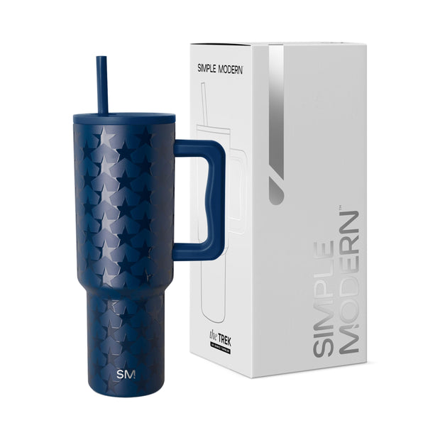 Simple Modern 40 oz Trek Tumbler with Handle and Straw Lid | Cup Holder Friendly Insulated Stainless Steel Travel Mug | Blue Dune
