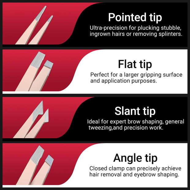 TsMADDTs Tweezers for Women Facial Hair, 8 in 1 Eyebrow Kit with Tweezers, Eyebrow Trimmer Scissors, Razor, Brush with Travel Bag, Hair Plucking Daily Beauty Tools