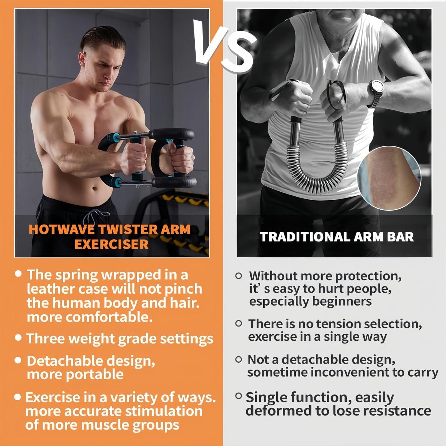 Gorilla Bar for Chest Workout, 44-110lb Adjustable Twister Arm Trainer, Portable Spring Resistance Home Fitness Equipment