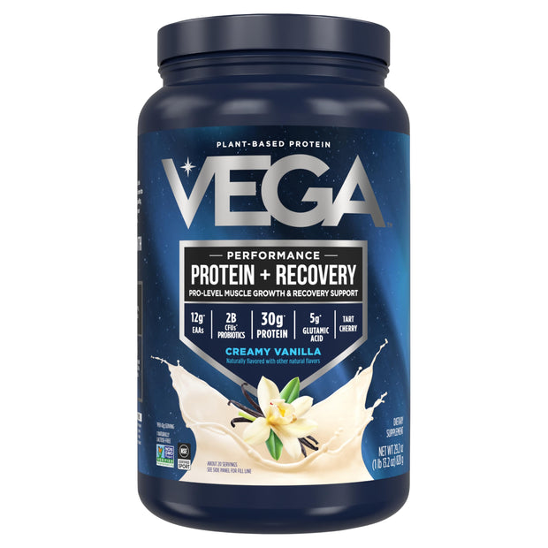 Vega Sport Vegan Protein Powder + Recovery - 30g Plant Based Protein per Serving, Chocolate, 19 Servings, 5g BCAAs, Probiotics, NSF Certified, For Shakes & Smoothies, 1.8lbs (Packaging May Vary)