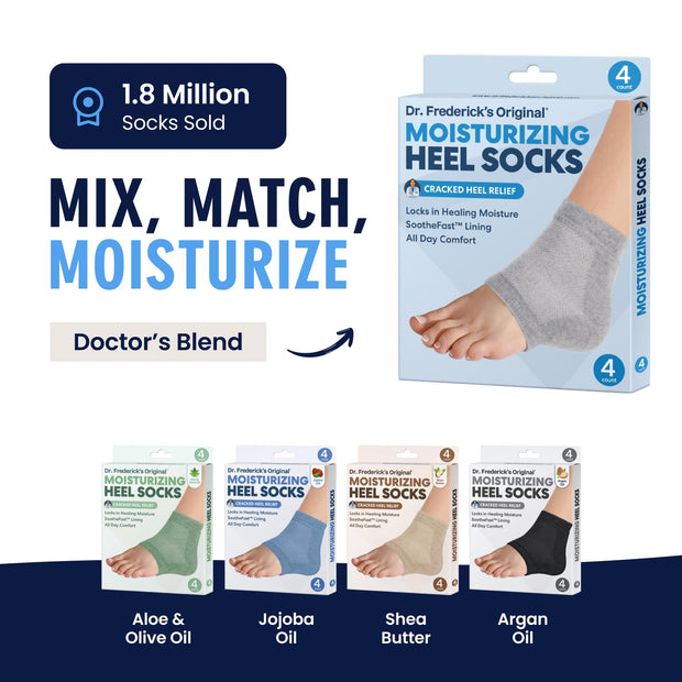 Dr. Frederick's Original Moisturizing Heel Socks for Cracked Heel Treatment - 2 Pairs - Stop Cracked Heels in Their Tracks