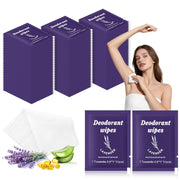 Travel Deodorant Wipes Individually Wrapped,Body Wipes to Clean Skin for Women Men（Lavender,pack of 100)