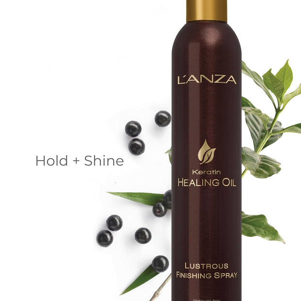 L'ANZA Keratin Healing Oil Lustrous Finishing Spray, Hair Spray Boosts Shine & Volume, Long Lasting Hold, Anti Frizz Finish & Thermal Protectant Mist, Cruetly Free Styling, New Bottle (10.6 Fl Oz)