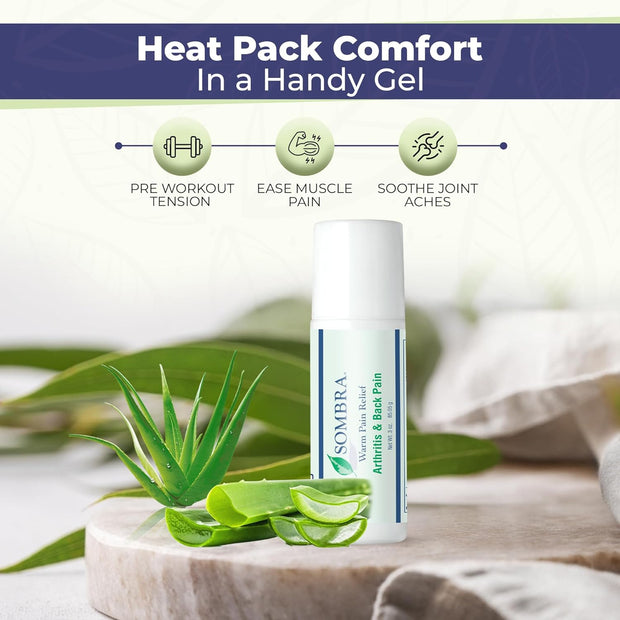 Sombra Warm Pain Relief Gel, Warm Relief for Arthritis and Chronic Pain Pre-Workout Muscle Rub Vegan Formula Free of Artificial Fragrances, Dyes, NSAIDs, Wax, Petroleum, Alcohol - 4oz Jar