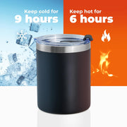 MEWAY 12oz/8 Pack Coffee Mug With Lid, Insulated Stainless Steel Reusable Coffee Cup, Double Wall Durable Coffee Mug, Powder Coate，For Coffee, Beer, Home, Office(MIX,8 Pack)