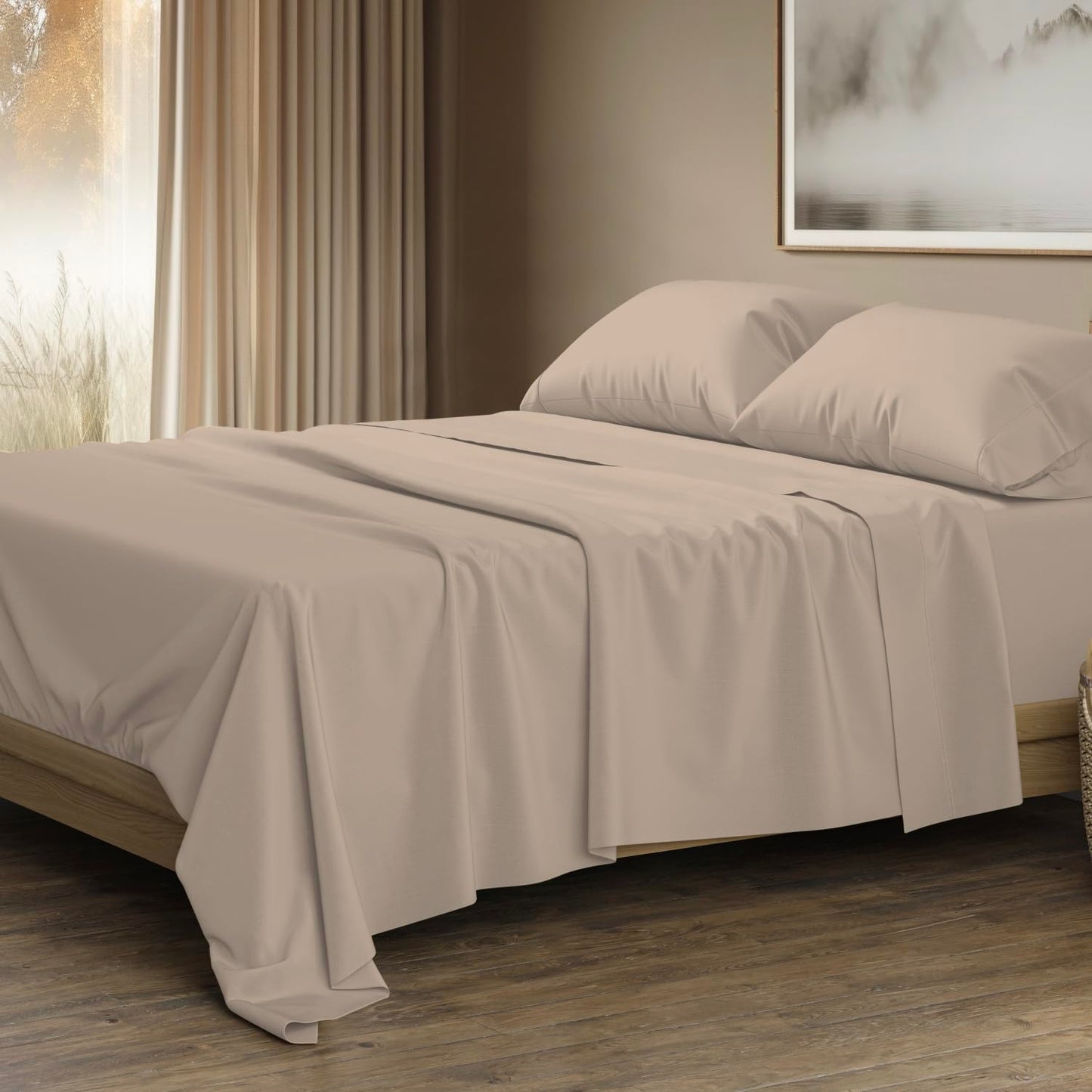 THREAD SPREAD 100% Egyptian Cotton King Size Sheets Set - Luxury 1500 Thread Count Egyptian Cotton Sheets King Size, Silky Soft, Cooling, Sateen Weave 17" Deep Pocket Bed Set - White