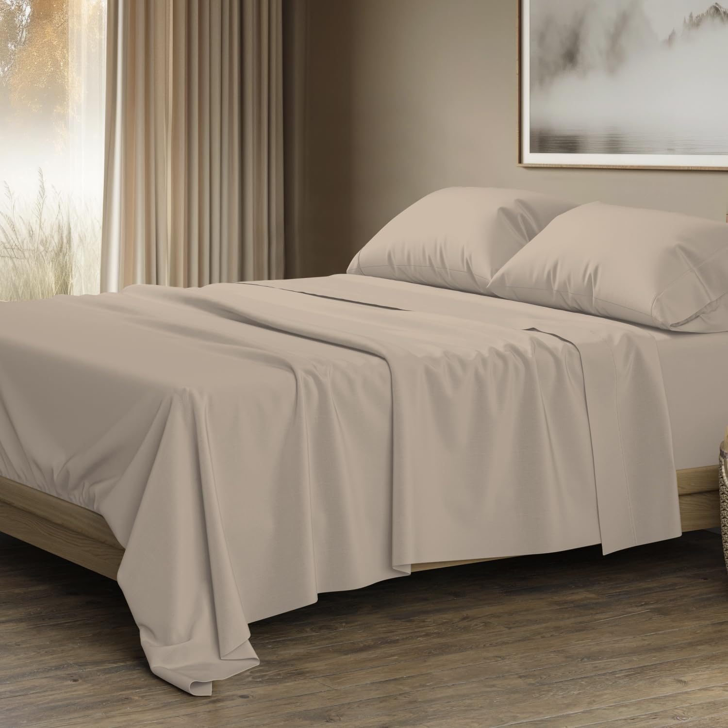THREAD SPREAD 100% Egyptian Cotton King Size Sheets Set - Luxury 1500 Thread Count Egyptian Cotton Sheets King Size, Silky Soft, Cooling, Sateen Weave 17" Deep Pocket Bed Set - White