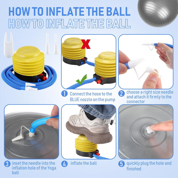 Leyndo 4 Pcs 26 Inch Yoga Exercise Ball Pilates Pregnancy Birthing Fitness Ball with Quick Pump Anti Burst for Improved Posture, Balance, Yoga, Pilates, Training