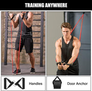 Odoland 5 Packs Pull Up Assist Bands, Pull Up Straps, Resistance Bands with Door Anchor and Handles, Stretch Mobility, Powerlifting and Extra Durable Exercise Bands with eGuide
