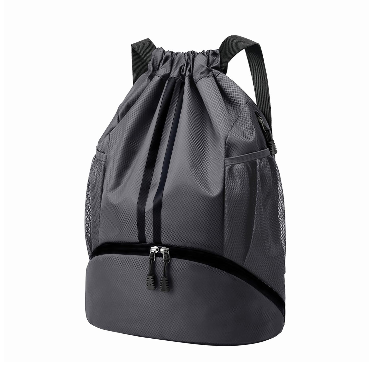 Hoedia Sports Drawstring Backpack - String Swim Gym Bag with Shoes Compartment and Wet Proof Pocket for Women&Men