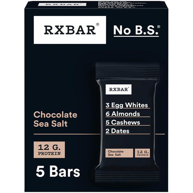 RXBAR Protein Bars, Protein Snack, Snack Bars, Chocolate Sea Salt, 9.1oz (5 Count)