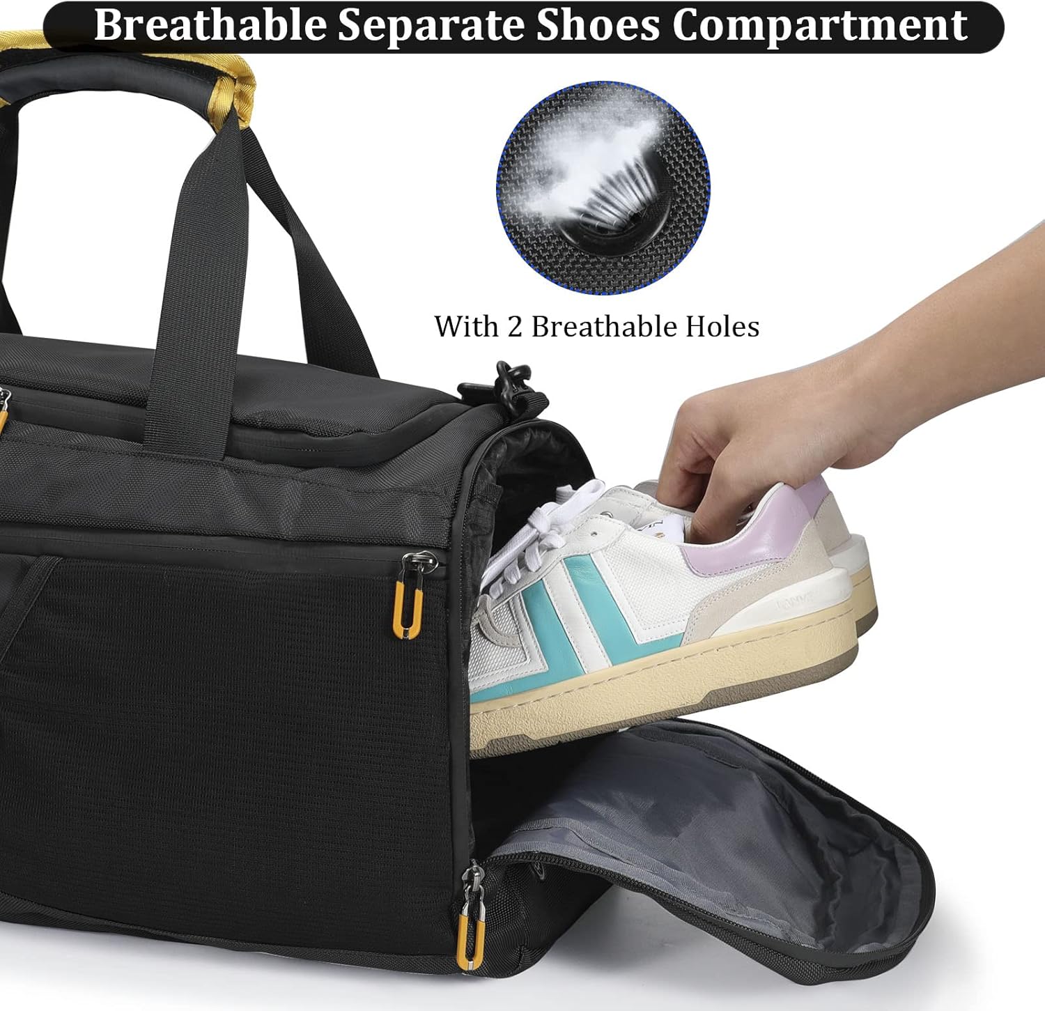 Gym Duffle Bag for Men Women, Travel Duffel Bag Backpack with Shoe Compartment & Wet Pocket, 50L Waterproof Sports Overnight Weekender Bag with USB Port, Black